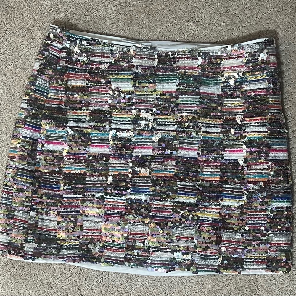 Lucy Paris Silver Pink Sequin Mini Skirt